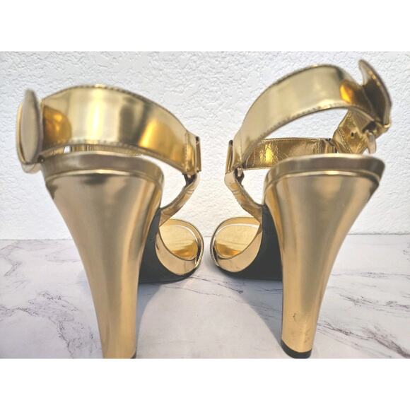 New! KARL LAGERFELD Paris Women's Gold Dress Sandals Size 6.5 - Picture 6 of 9